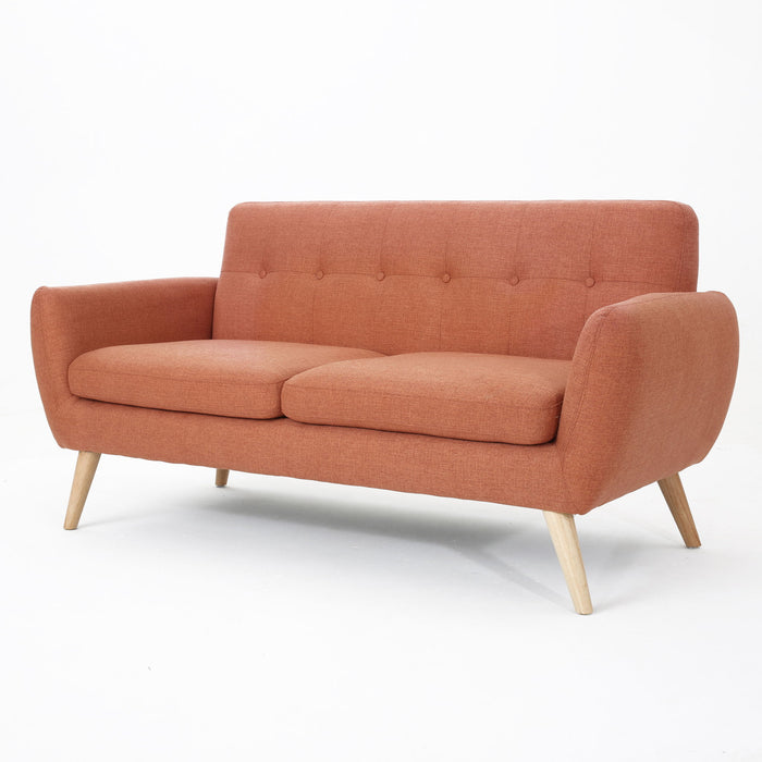 Modern Loveseat Sofa With Button Tufted Backrest