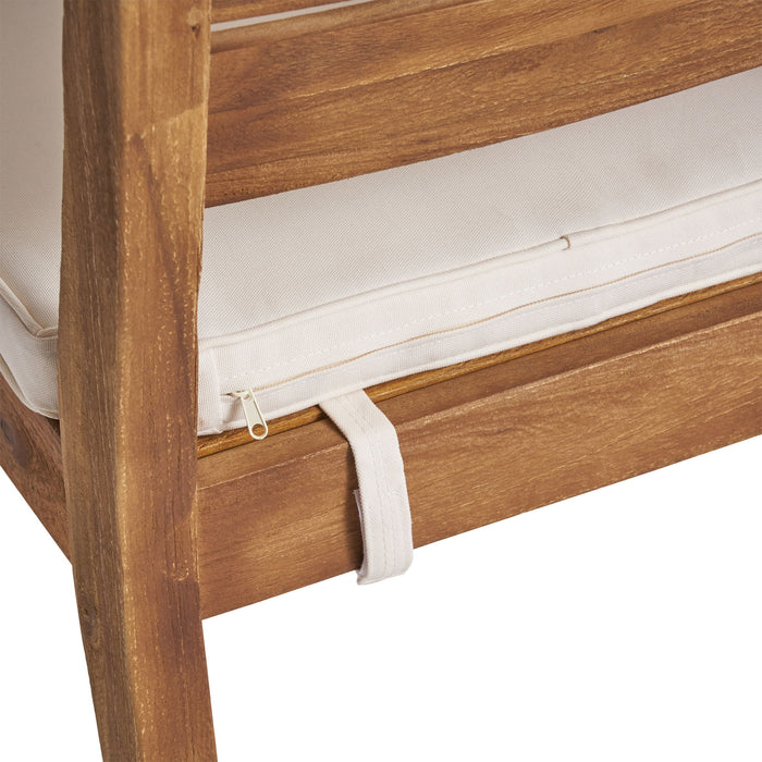 Outdoor 6 Seater Expandable Dining Set With Cushions - Sandblasted Natural / Beige