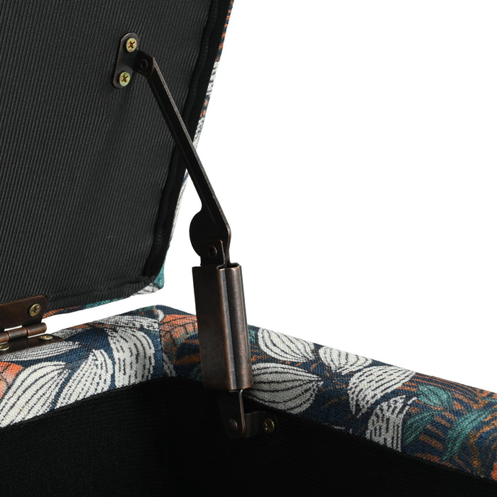 Charming Floral Storage Ottoman With Upholstered Fabric