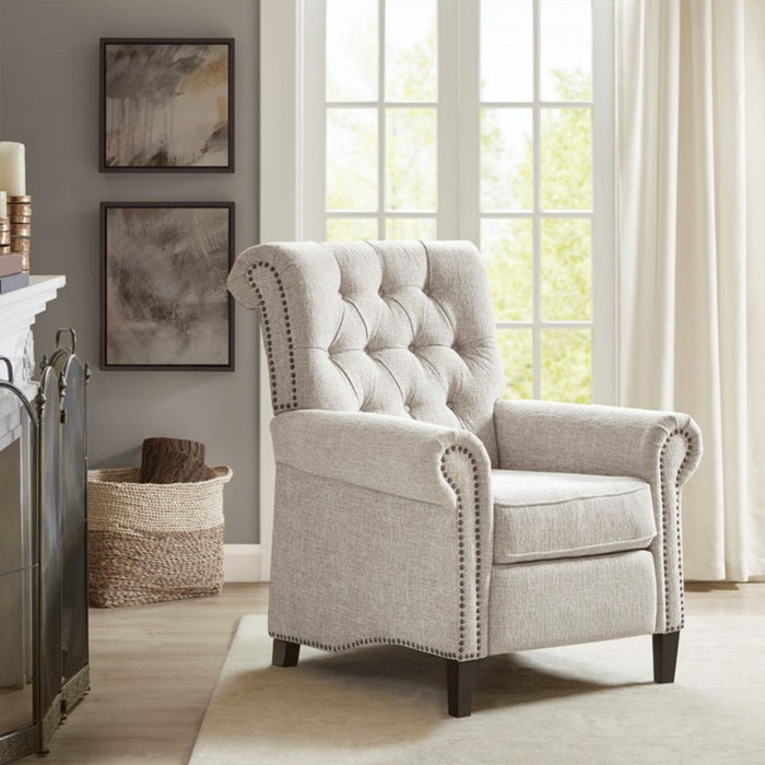 Aidan - Push Back Recliner Chair With Tufted Back And Nailhead Trim - Cream