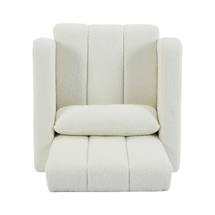 Accent Rocking Chair With Pillow, Spacious & Comfortable Seating For Living Room Or Bedroom - Cream White