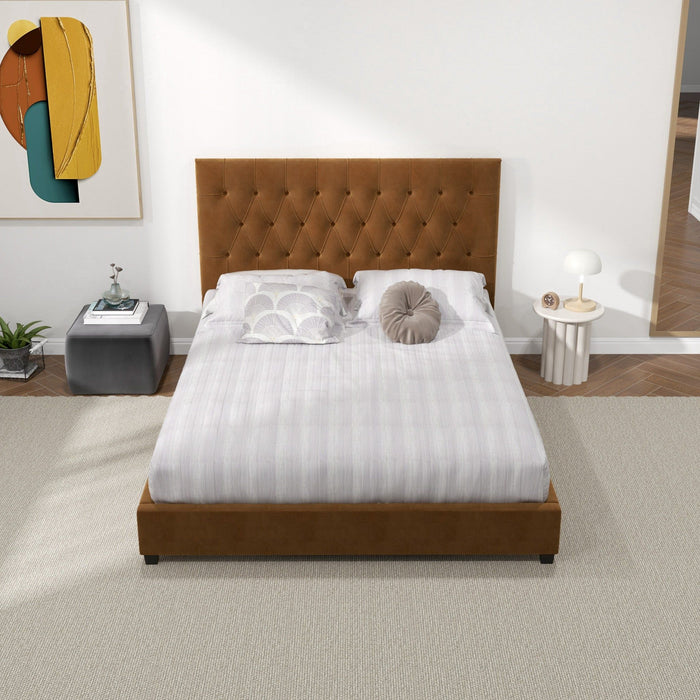 Donald - Mid-Century Modern Upholstered Platform Bed