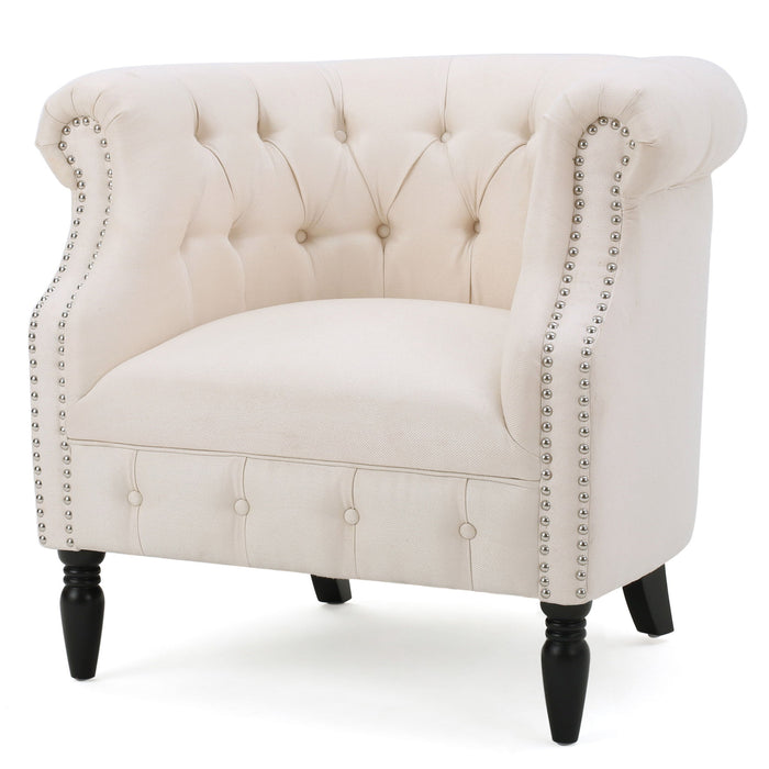 Celestialis - Upholstered Club Chair With Tub Design And Rolled Recessed Armrests