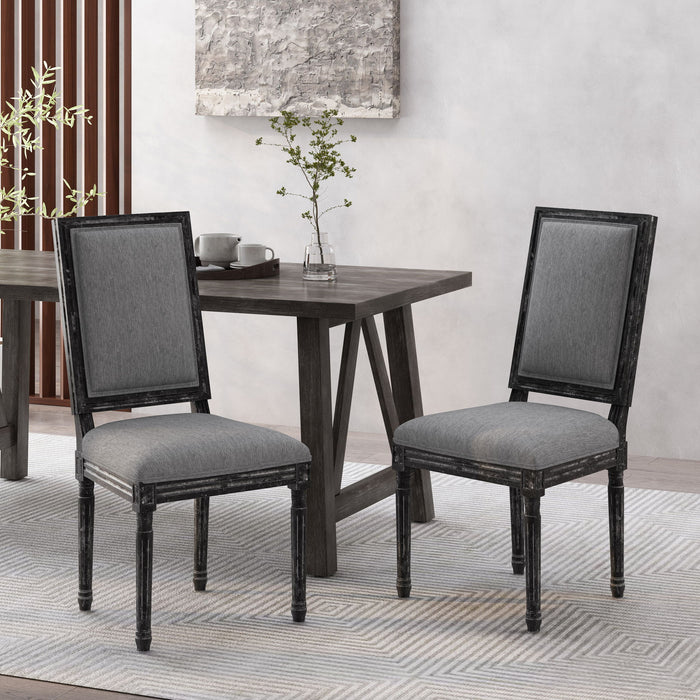 French Country Style Dining Chair With Upholstered Seating And Fluted Legs