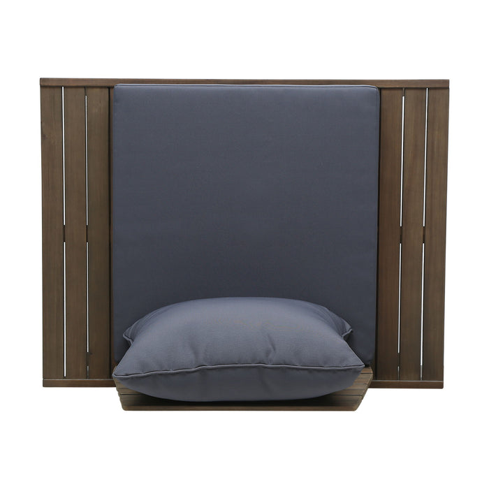 Aticus - 4 Person Outdoor Seating Group With Cushions, Slatted Club Chair - Dark Gray