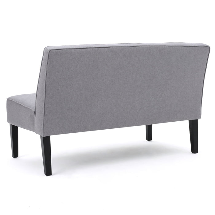 Contemporary Loveseat With Upholstered Fabric And Birch Wood Legs - Light Gray