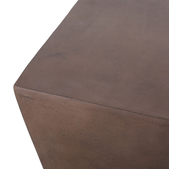 Outdoor Lightweight Concrete Side Table - Brown
