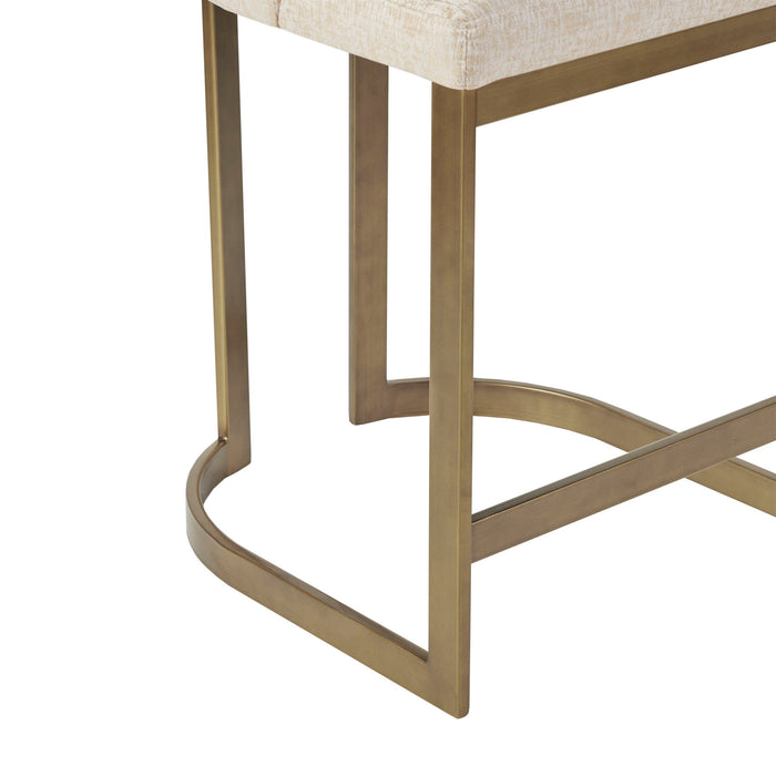Modern Upholstered Counter Stool With Metal Base - Cream