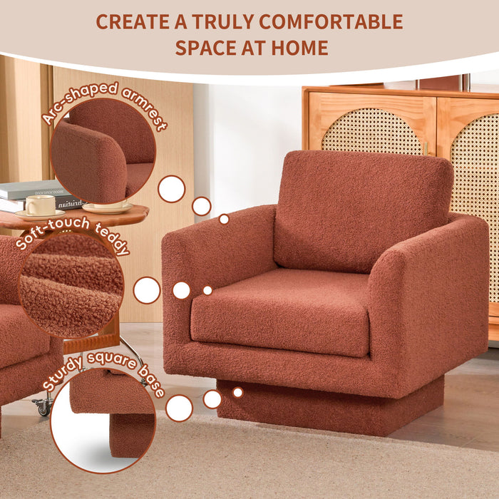 360° Modern Swivel Accent Chair Round Armchair, Thick Padded Single Lounge Sofa Upholstered Comfy