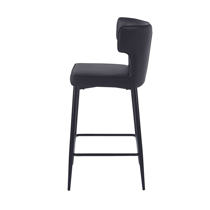 Modern Bar Stools With Upholstery And Metal Footrest (Set of 2)