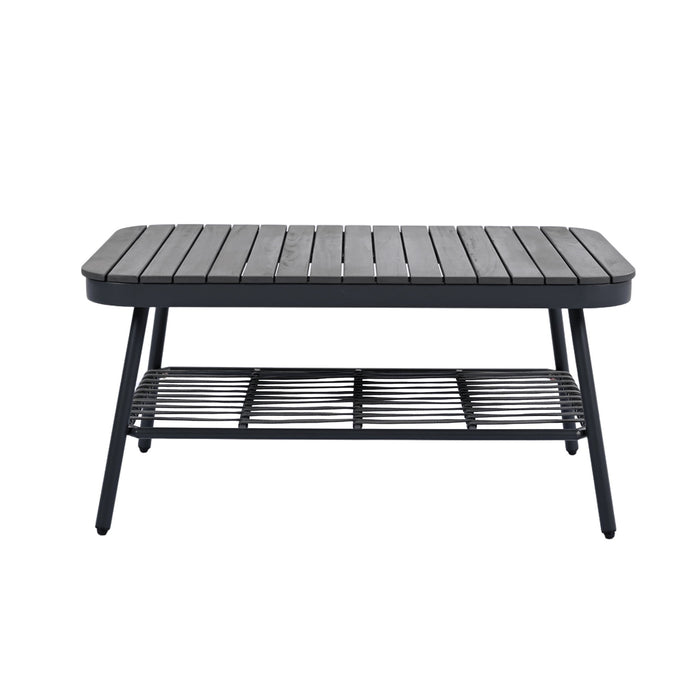 4 Piece Outdoor Patio Furniture Set, Metal Chairs With Woven Rope U Shaped Backrest