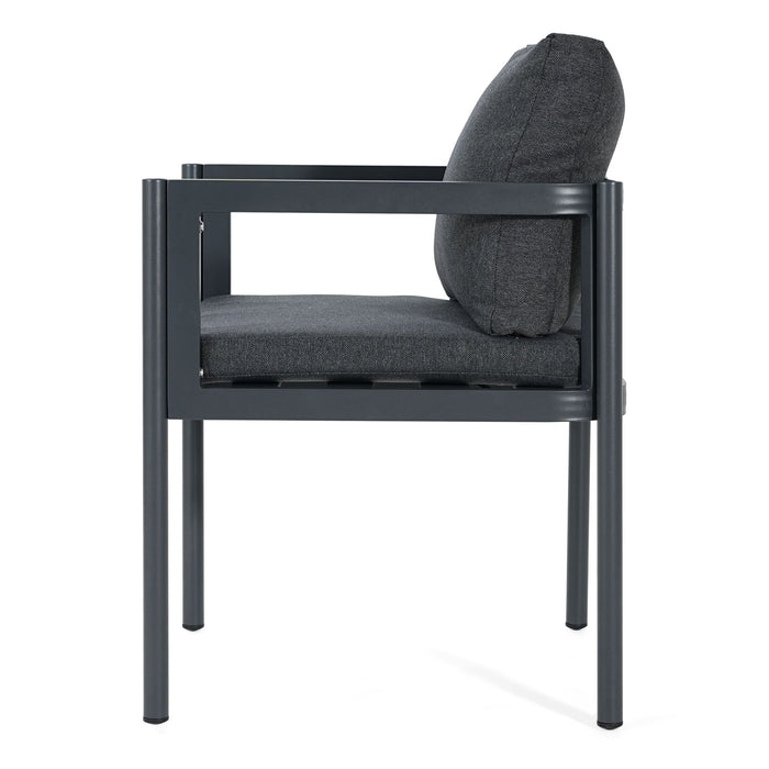 7 Piece Outdoor Dining Set With Table And 6 Chairs - Black / Gray / Teak