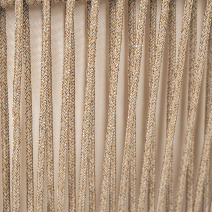 Outdoor Lounge Chair With Woven Backrest, Solid Wood Frame, Comfortable Cushions