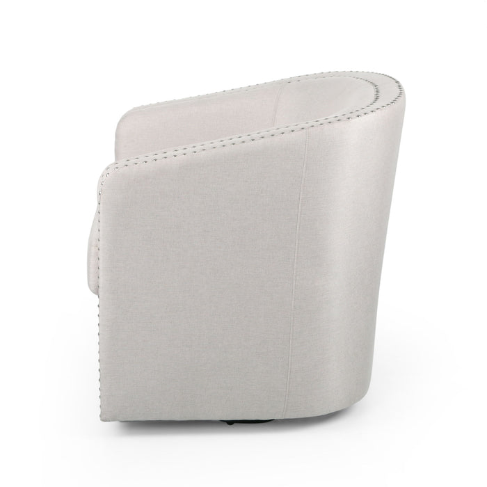 Modern Upholstered Swivel Club Chair With Nailhead Trim