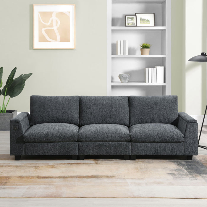 Sectional With Bluetooth Speaker Comfy Cloud Couch Set With Drop Down Table Cup Holders, USB Charger Storage Armrest Wide Seat Sofa