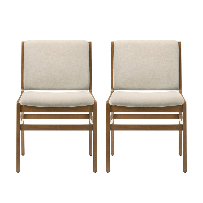 Contemporary Dining Chair Set Upholstered Fabric With Rubberwood Frame