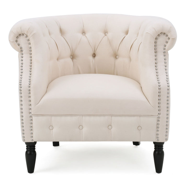 Celestialis - Upholstered Club Chair With Tub Design And Rolled Recessed Armrests