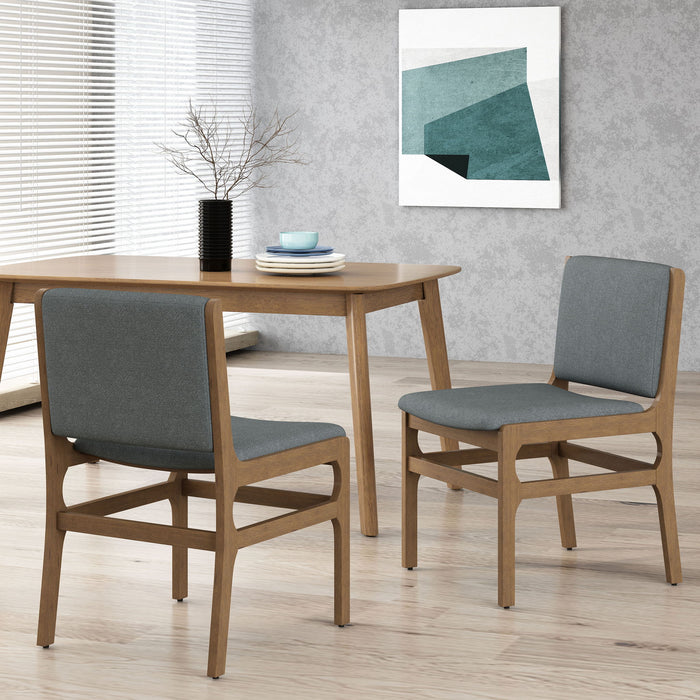 Contemporary Dining Chair Set Upholstered Fabric With Rubberwood Frame