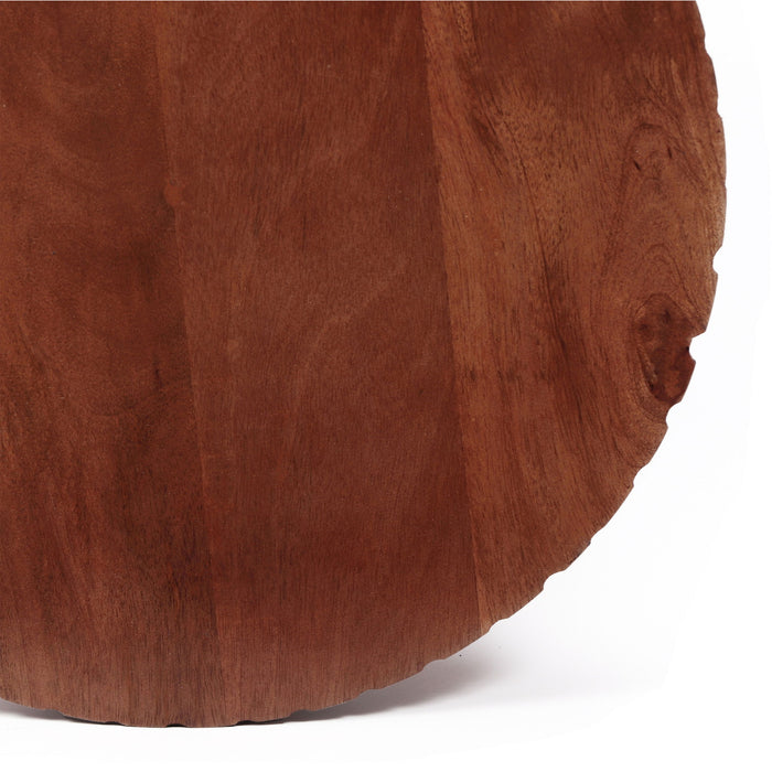 Modern Mango Wood Round Drum End Table, Solid Wood - Honey
