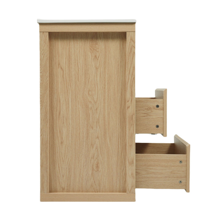 Freestanding Bathroom Vanity With Ceramic Sink, 2 Full Extension Drawers