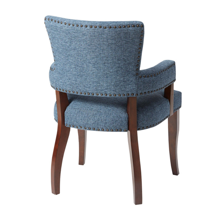 Elegant Arm Dining Chair With Brass Nail Head Detailing