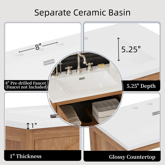 Vintage Farmhouse Bathroom Vanity With Ceramic Sink
