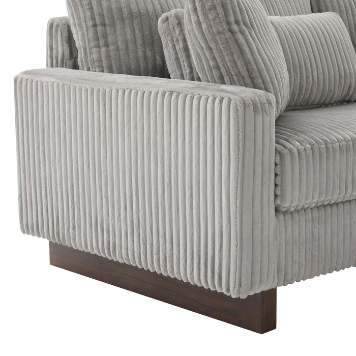 Modern Corduroy Loveseat Sofa With 4 Pillows