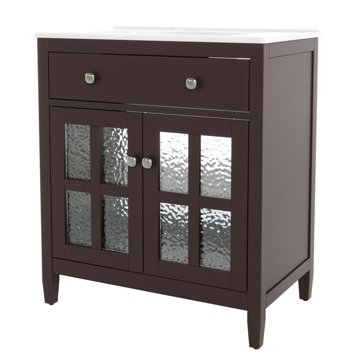 Bathroom Vanity With Ceramic Sink, Adjustable Shelf & Tip Out Tray