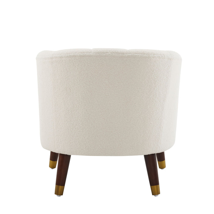 Elegant Upholstered Barrel Accent Chair With Wooden Legs