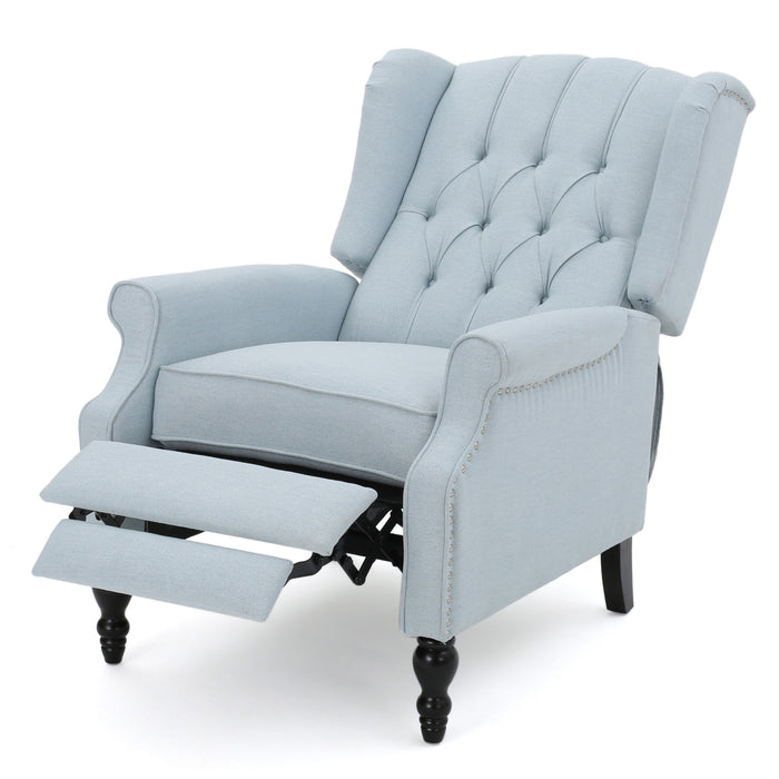 Armchair Recliner With Pushback Mechanism And Wingback Design