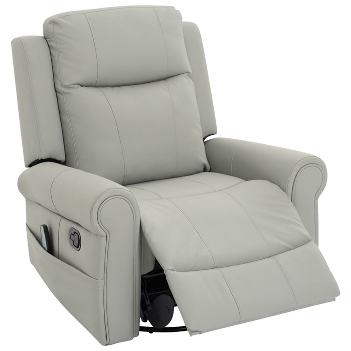 Manual Recliner Chair With 270 Degree Swivel, Massage & Heating, Dual Reclining Positions
