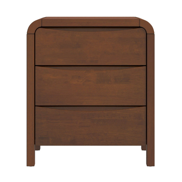 Lionel - Mid-Century Modern Nightstand 3 Drawer Bed Side Table - Brown