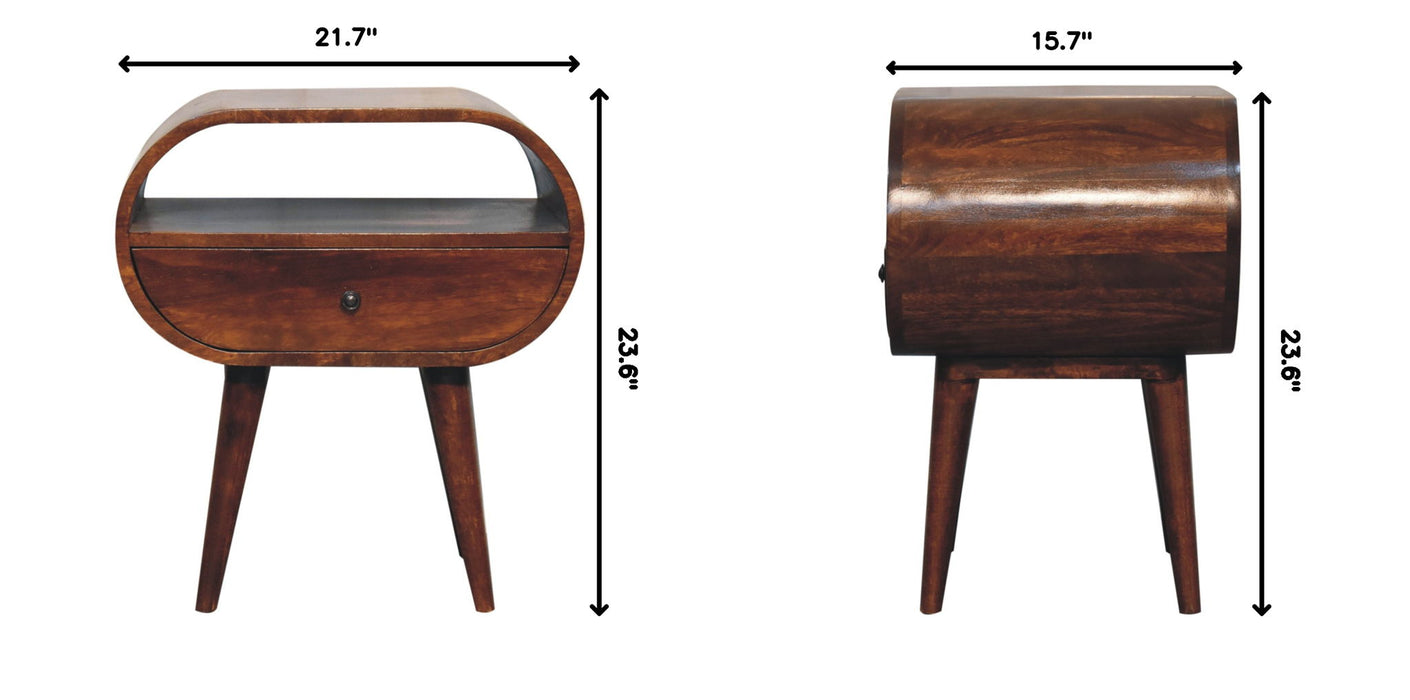 Large Chestnut Circular Bedside