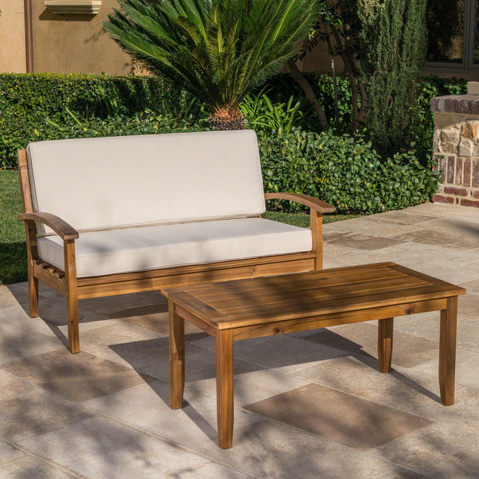 4 Person Outdoor Seating Group With Cushions Comfortable Patio Set - Teak