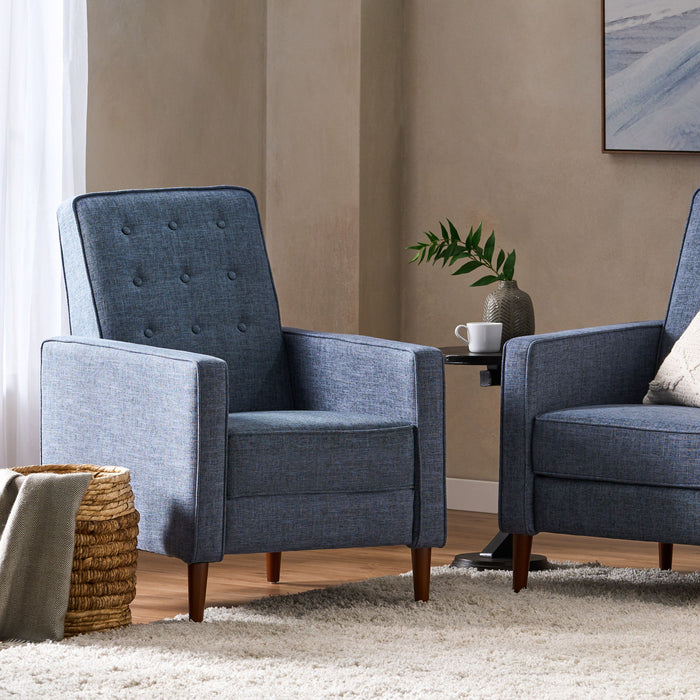 Mid-Century Modern Recliner With Button Tufted Waffle Stitch