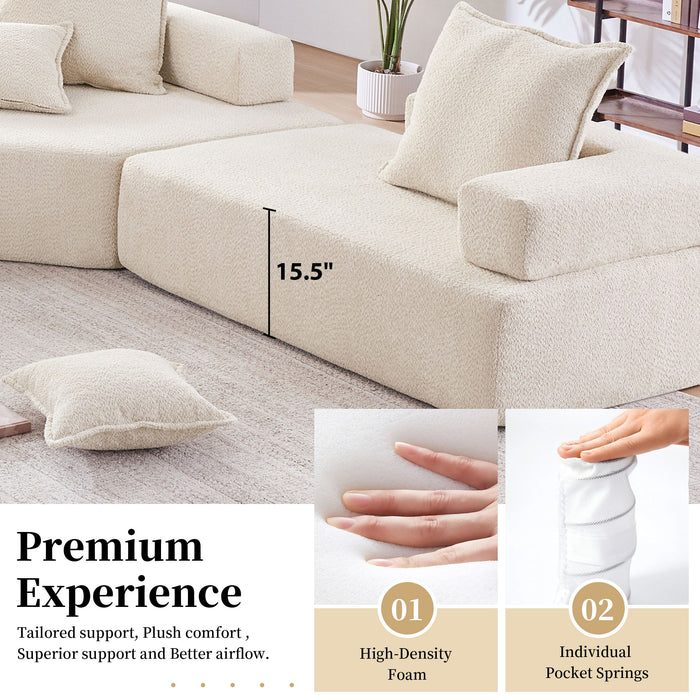 Frame For Oversized Modular U Shaped Sectional, Floor Couch Convertible Compressed Couch Spacious Foam Filled Sofa