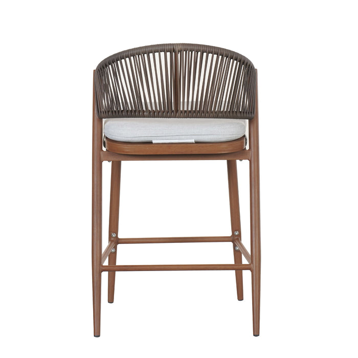 Outdoor 26" Counter Height Metal Frame Counter Stools With Scallop Shaped Backrest & Water Resistant Cushions