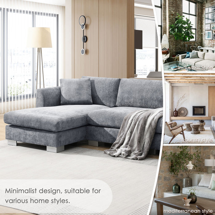 Modern Cloud Sectional Sofa L Shaped Luxury Couch Set With 2 Free Pillows 4 Seat With Oversized Chaise