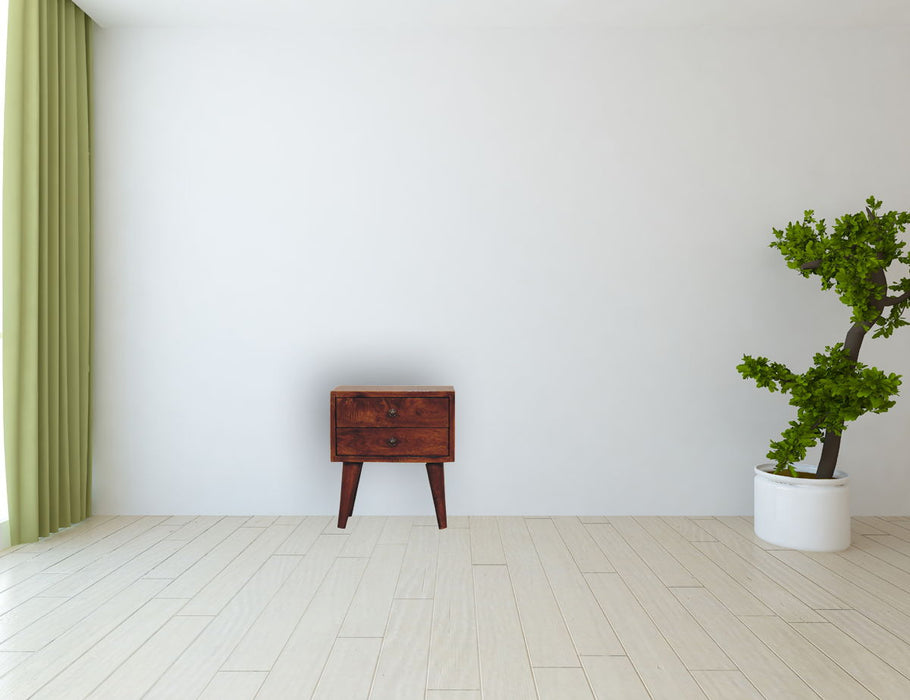 Mini Modern Bedside Table - Chestnut