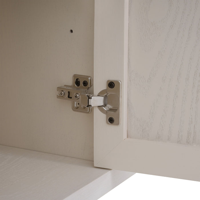 Mid Century Modern Wood Sideboard With Adjustable Shelves And Storage Cabinet - White Washed