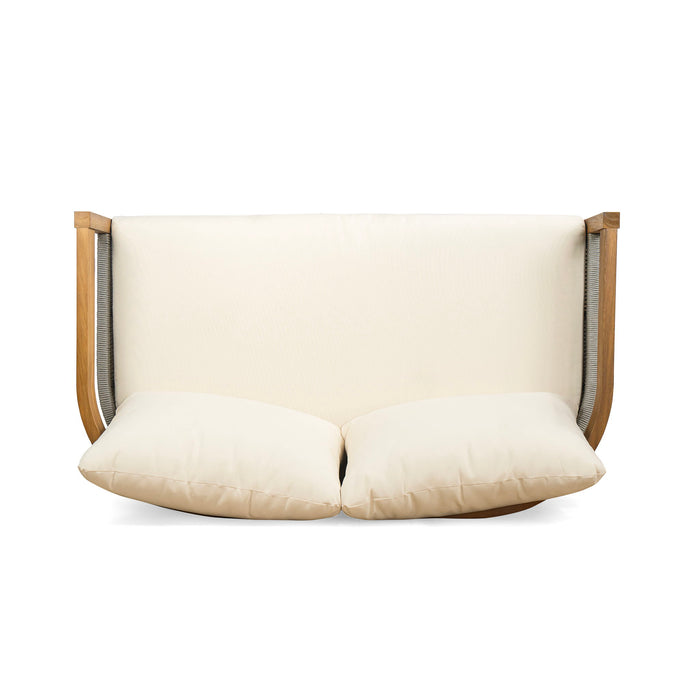 Porto - Outdoor 4 Piece Chat Set, Comfortable Seating, Acacia Wood And Rope, Compact Dimensions - Teak / Beige