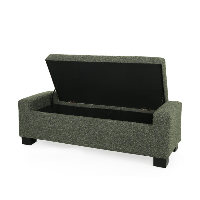 Textured Fabric Ottoman Bench With Hinged Lid