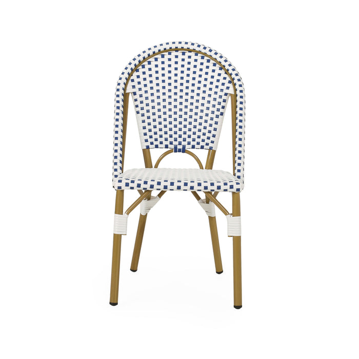 Outdoor Rattan And Aluminum French Bistro Chairs Set