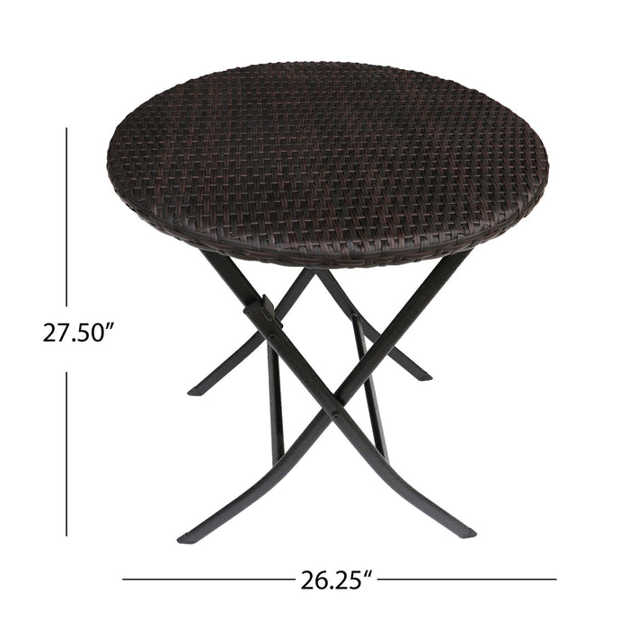 Outdoor Wicker Bistro Set With 2 Chairs - Brown Multi