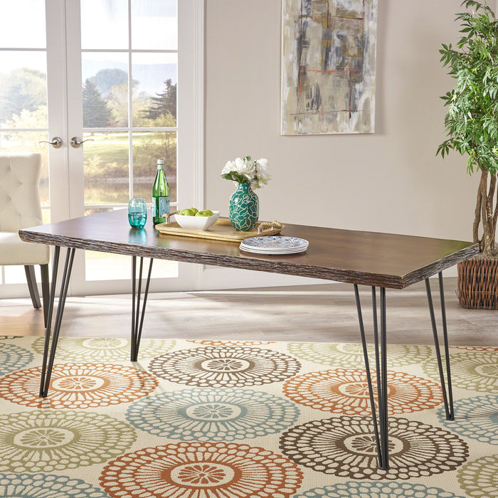 Modern Industrial Faux Live Edge Dining Table With Hairpin Legs - Natural