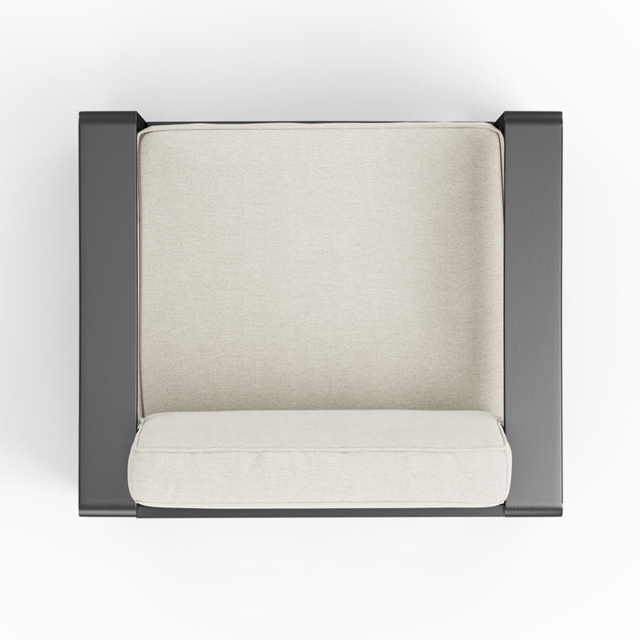 Maya Bay - Outdoor Patio Aluminum 4 Piece Chat Set With Cushion - Beige / Black