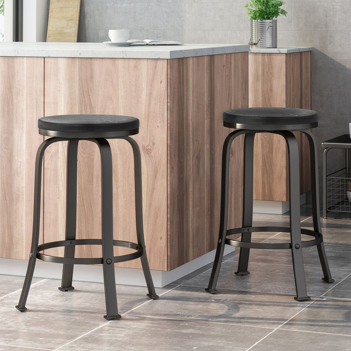 Modern Industrial Counter Stool Set With Swivel Function