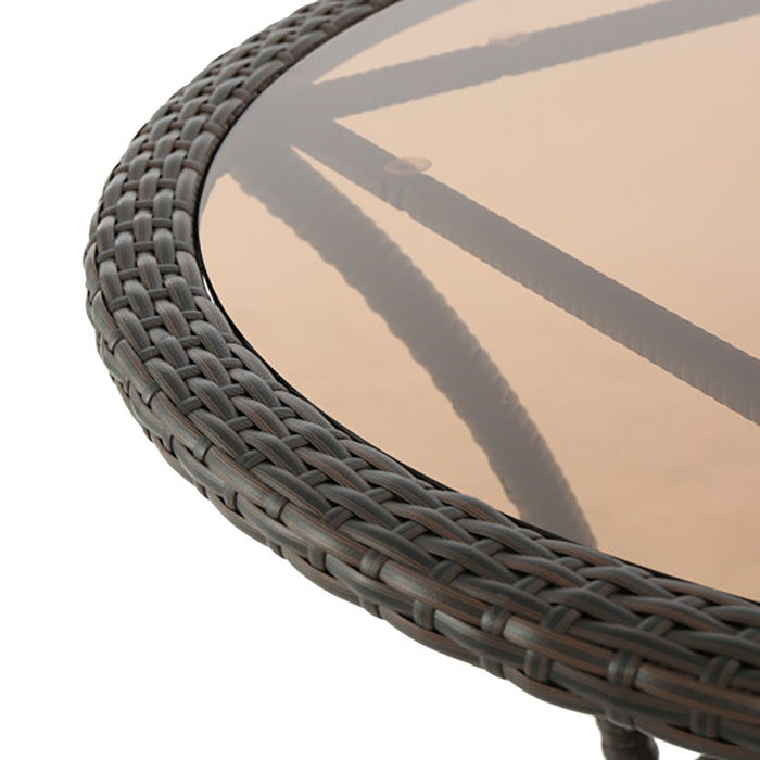 Outdoor Table With Woven Rattan Design - Brown
