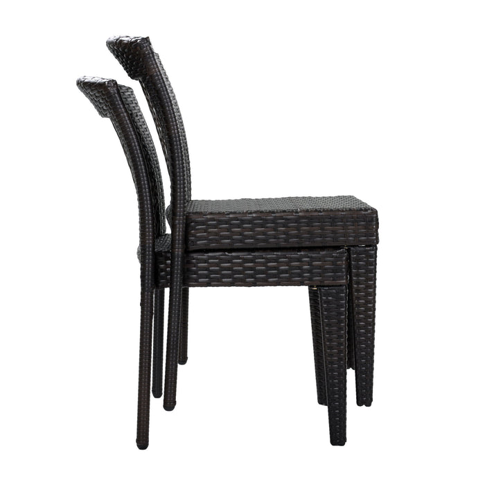 5 Piece Patio Dining Set With Chairs, Outdoor Furniture - Brown Multi / Light Teak
