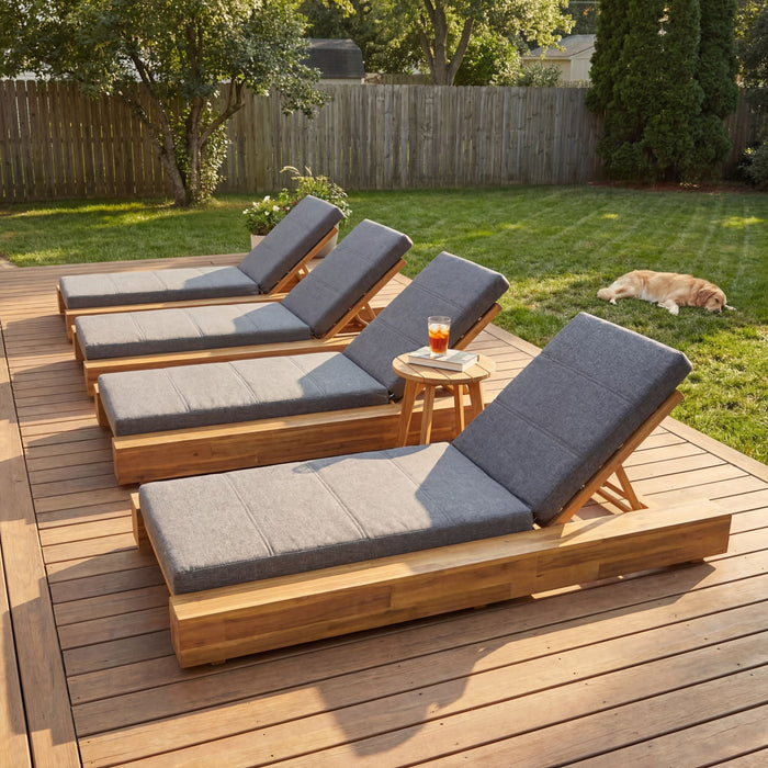 Outdoor Chaise Lounges With Water-Resistant Cushions